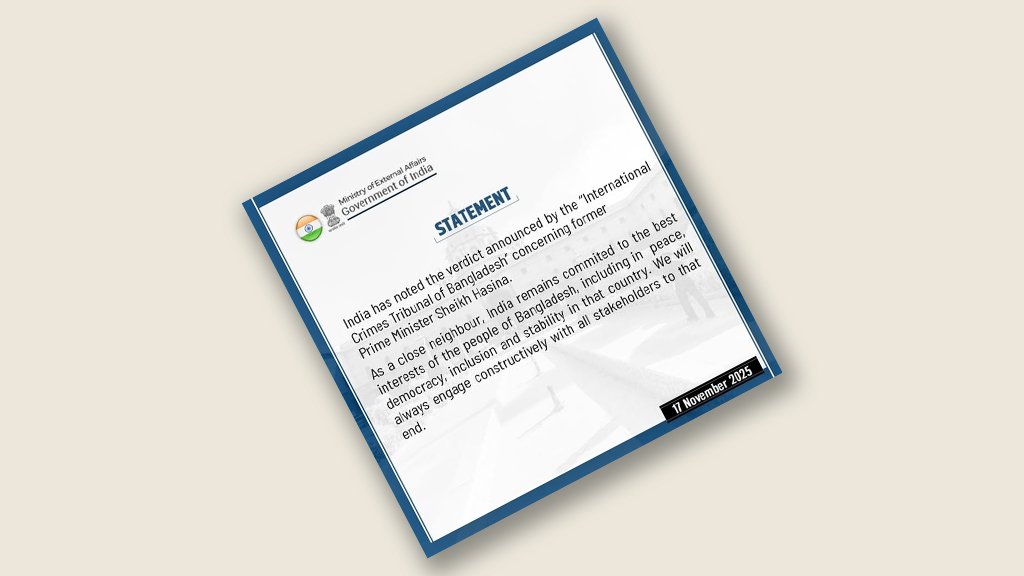 শেখ হাসিনার মৃত্যুদণ্ডের রায়ে ভারতের প্রতিক্রিয়া